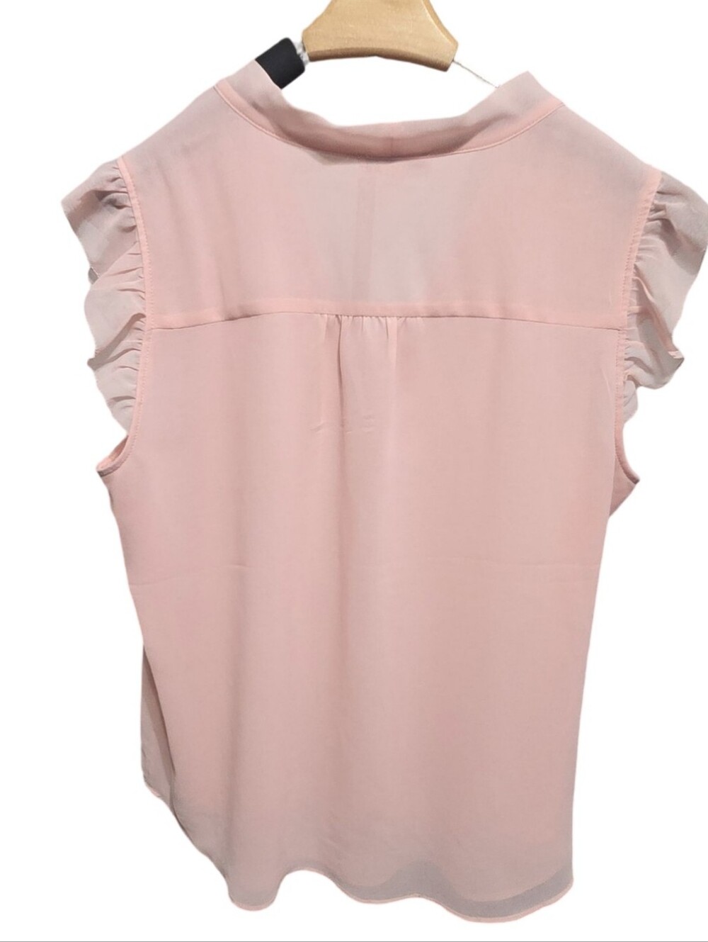 Calvin Klein Light Pink Tie-Neck Ruffle Sleeve Blouse - Picture 2 of 8